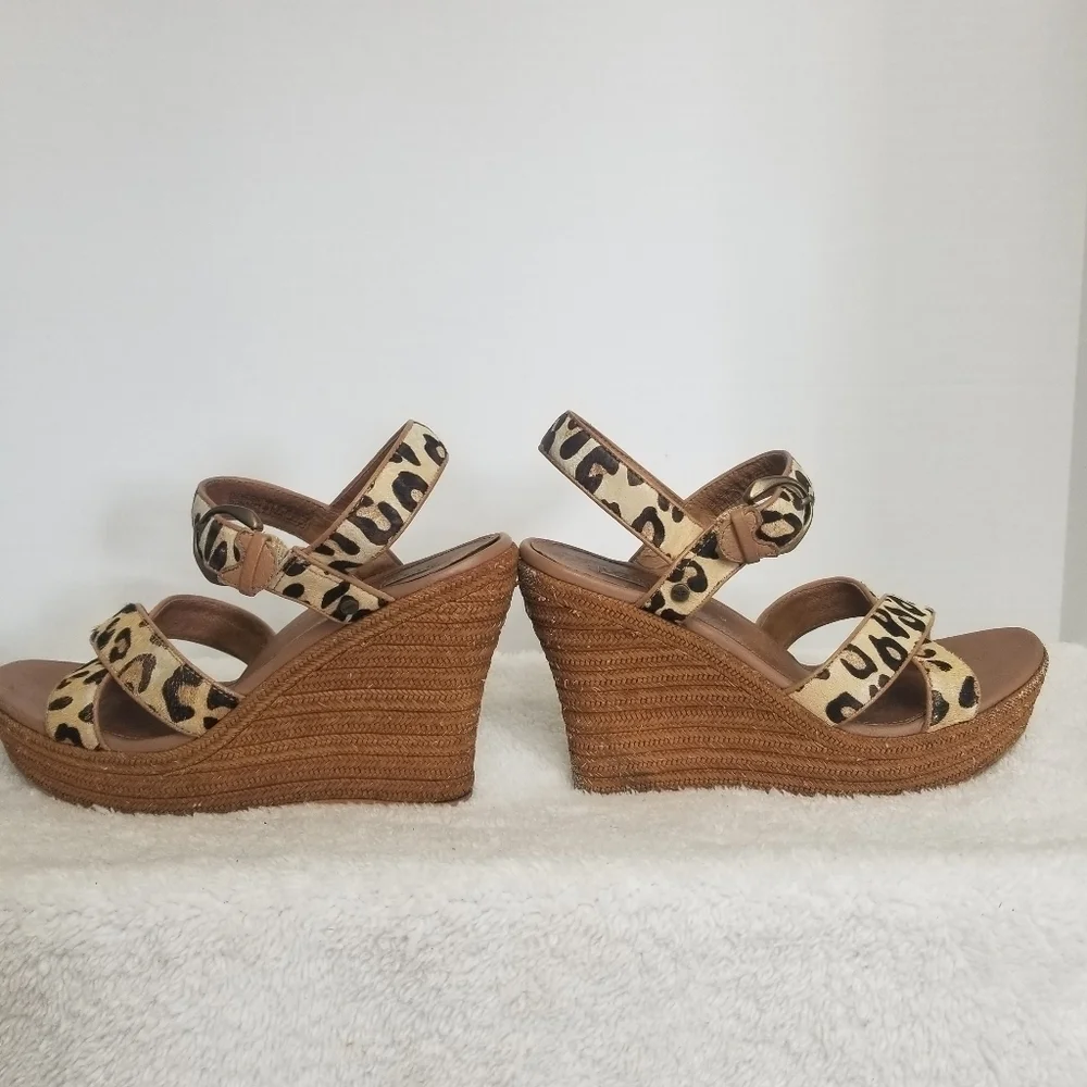 UGG Calf Hair Leopard/Cheetah Jazmine Sandal Wedge Espidrille Heels - Picture 4 of 11